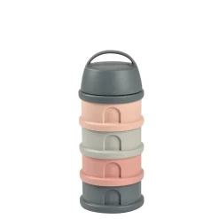 Boîte doseuse de lait 4 compartiments empilables Gris/Rose