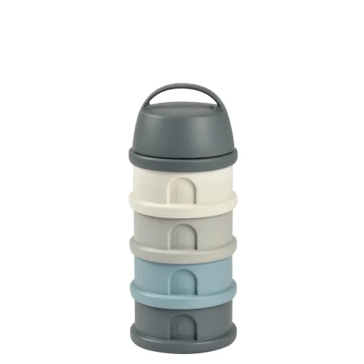 Boîte doseuse de lait 4 compartiments empilables Gris/Bleu