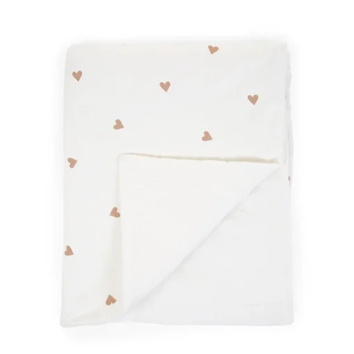 Couverture De Bébé - 80x100 Cm - Jersey + Mousseline - Heart