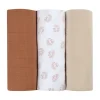 Lot de 3 langes en coton Herrisson/Marron