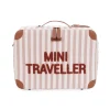Mini Traveller Kids Suitcase - Rayures - Nude/Terracotta