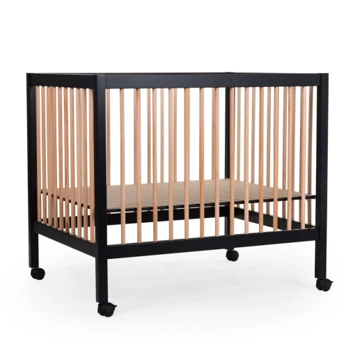 Parc 97 + Roues - 95x75 Cm - Bois - Noir / Naturel