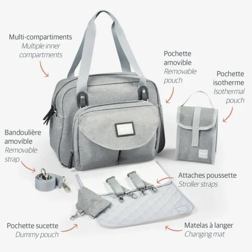 Sac à langer Genève Gris chiné