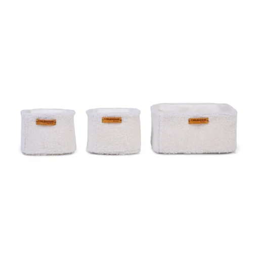 Set Of 3 Hanging Storage Baskets - 21x14x10 Cm + 14x10x10 Cm -Teddy Off white