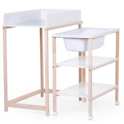 Table à langer baignoire naturel blanc