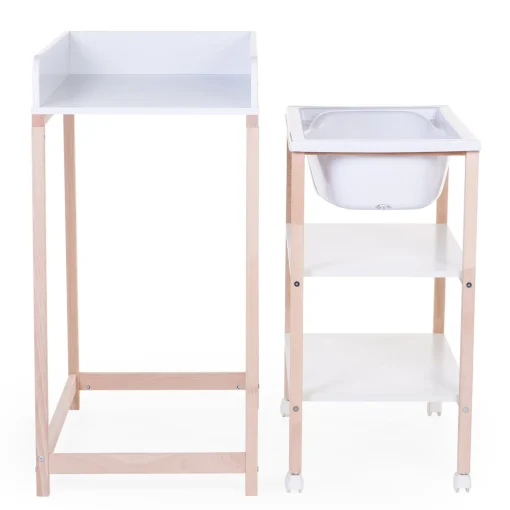 Table à langer baignoire naturel blanc